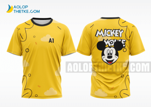 Mẫu áo đồng phục lớp đẹp a1 mickey mouce màu vàng ALA448