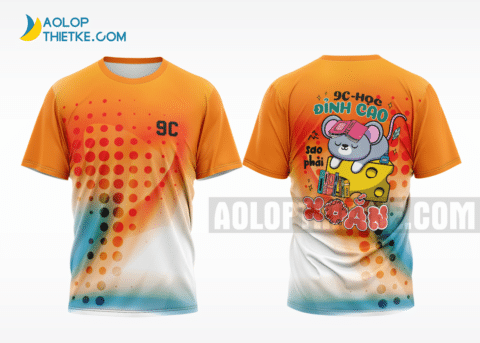Mẫu áo đồng phục lớp thiết kế 9c đỉnh cao sao phải xoắn màu cam ALA241
