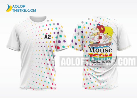 Mẫu áo đồng phục lớp thiết kế a2 mouse team togher we win màu trắng ALA246
