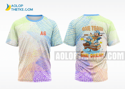 Mẫu áo đồng phục lớp thiết kế a6 one team one dream màu xanh da trời ALA211